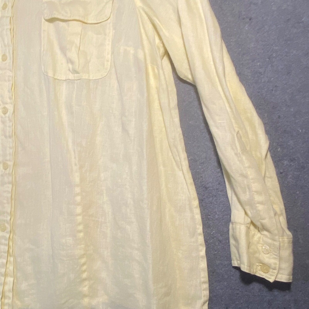 GRACE ELEMENTS women's  100% LINEN YELLOW Button‎ Down LONG SLEEVE 1X - Picture 7 of 9